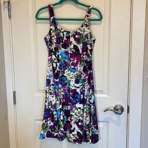 2/$25 Like NEW Purple Floral A line size 10 petite Dress